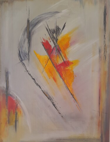 Painting titled "Feu" by Mélanie Santa Cruz, Original Artwork, Acrylic