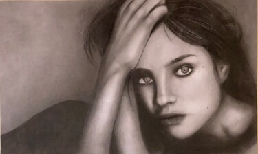 Painting titled "Portrait" by Melart, Original Artwork, Charcoal