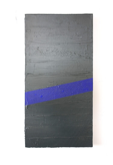 Schilderij getiteld "Purple Stripe" door Melborn, Origineel Kunstwerk, Acryl