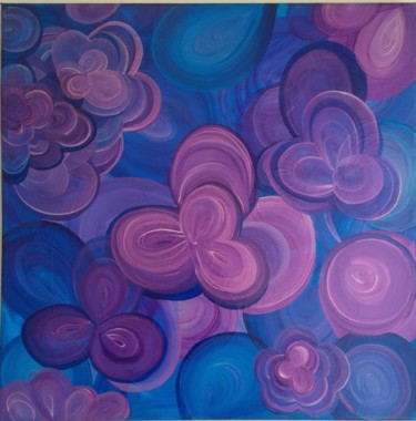 Painting titled "Blue and violet mood" by Elena Moshchenko, Original Artwork, Acrylic