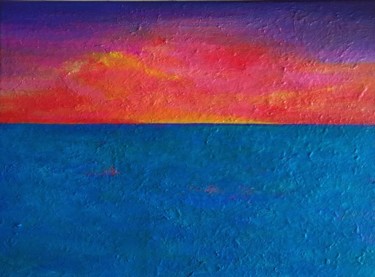 Картина под названием "Red sunset" - Elena Moshchenko, Подлинное произведение искусства, Акрил Установлен на Деревянная пане…