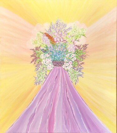 Картина под названием "Spring woman" - Elena Moshchenko, Подлинное произведение искусства, Акрил Установлен на Деревянная ра…