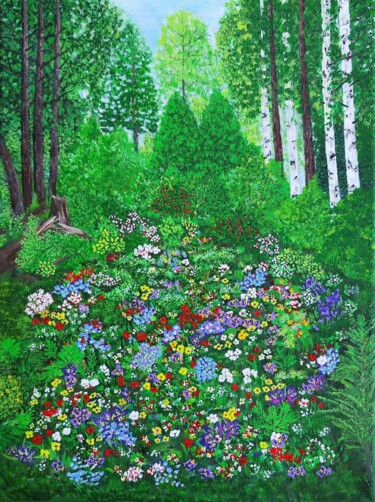Картина под названием "Mixed nature" - Elena Moshchenko, Подлинное произведение искусства, Акрил