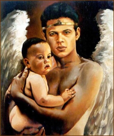 Painting titled ""Angel Azrael"." by Miguel Angel López Melgarejo, Original Artwork
