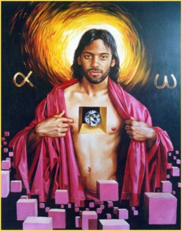 Painting titled ""Cristo Cósmico"." by Miguel Angel López Melgarejo, Original Artwork