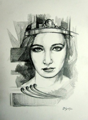 Dibujo titulada "" Dama Blanca "." por Miguel Angel López Melgarejo, Obra de arte original
