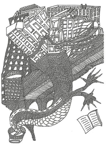 Dibujo titulada "Entre las ruinas de…" por Meli Criado, Obra de arte original