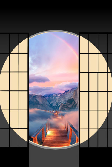 Paysage pont Digitale Künste mit dem Titel "Paysage pont" von Mélissa Legier, Original-Kunstwerk, Foto-Montage