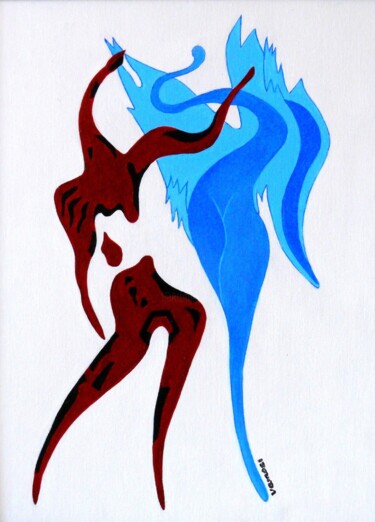 Painting titled "Dance with angel No…" by Melinda Vamosi, Original Artwork, Acrylic