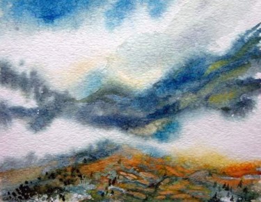 Painting titled "Clouds in Bessans" by Melinda Torok, Original Artwork, Oil
