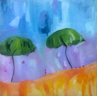 Painting titled "Blueberry hills" by Meline White, Original Artwork, Acrylic