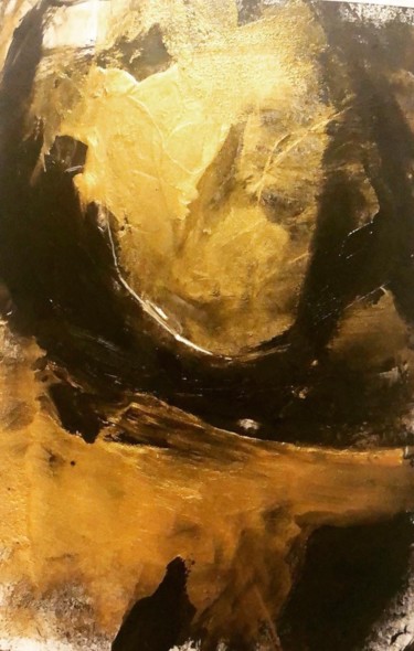 Painting titled "Golden cage" by Meline White, Original Artwork, Acrylic