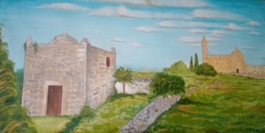 Painting titled "Scorci di paesaggio…" by Melisa Ciaccia, Original Artwork, Oil Mounted on Wood Panel