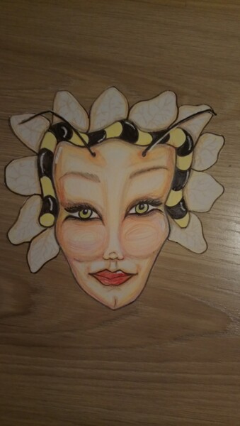 Desenho intitulada "Bee a lady" por Melisa Kanmaz, Obras de arte originais, Lápis