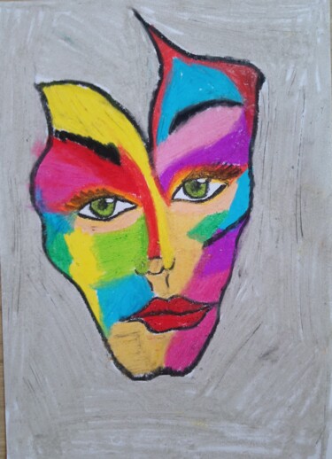 Рисунок под названием "Colorfully" - Melisa Kanmaz, Подлинное произведение искусства, Пастель
