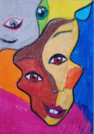 Dibujo titulada "Eyes on you" por Melisa Kanmaz, Obra de arte original, Pastel