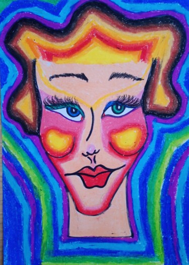 Zeichnungen mit dem Titel "She's a rainbow 🌈" von Melisa Kanmaz, Original-Kunstwerk, Pastell