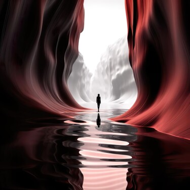 Digitale Kunst mit dem Titel "Mystic Canyon - 3" von Mélissa Boï, Original-Kunstwerk, KI-generiertes Bild