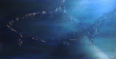 Painting titled "Le grand bleu" by Mélissa Sadjan, Original Artwork, Acrylic