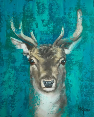 Painting titled "Prince of the Forest" by Melissa Gee, Original Artwork, Oil Mounted on Cardboard