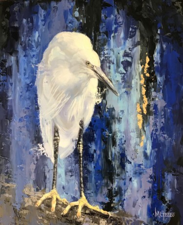 Painting titled "Lapis Sentinel" by Melissa Gee, Original Artwork, Oil