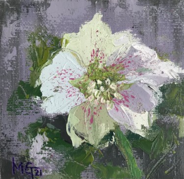 Картина под названием "Spring Hellebores" - Melissa Gee, Подлинное произведение искусства, Масло Установлен на Деревянная ра…