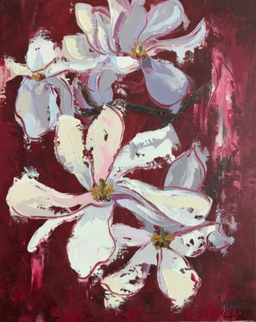 Painting titled "Maroon" by Melissa Gee, Original Artwork, Oil