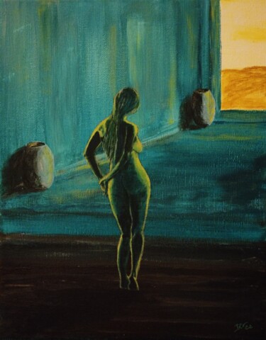Painting titled "Attente" by Mélissian, Original Artwork, Acrylic