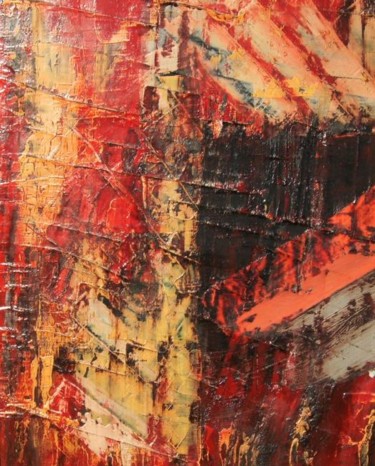 Peinture intitulée "Abstraction en oran…" par Melle, Œuvre d'art originale, Huile
