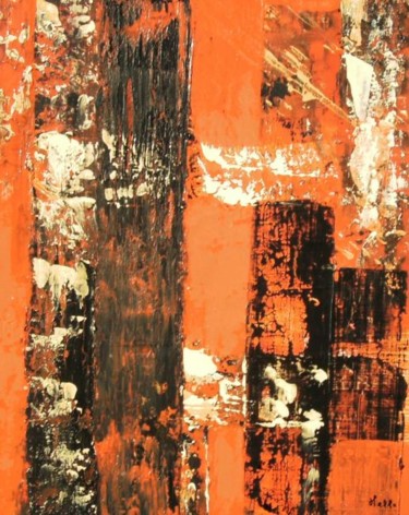 Peinture intitulée "Dentelle en orange…" par Melle, Œuvre d'art originale, Huile