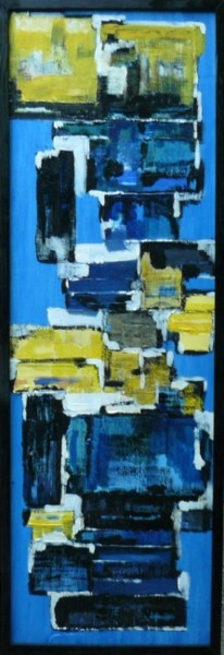 Peinture intitulée "Duo de bleu et de j…" par Melle, Œuvre d'art originale, Huile