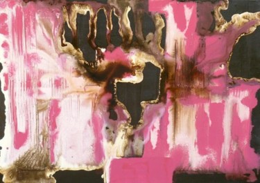 Peinture intitulée "ABSTRACTION EN ROSE" par Melle, Œuvre d'art originale, Huile