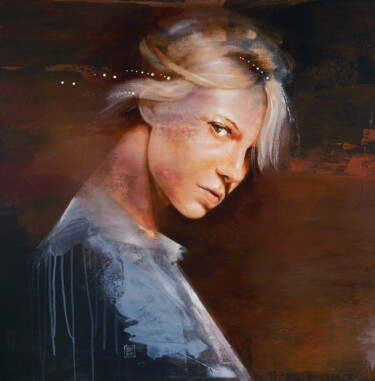 绘画 标题为“Suspicious Natasha” 由Bruno Mellis, 原创艺术品, 油