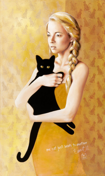 Malarstwo zatytułowany „Catch a Ccat” autorstwa Bruno Mellis, Oryginalna praca, Olej