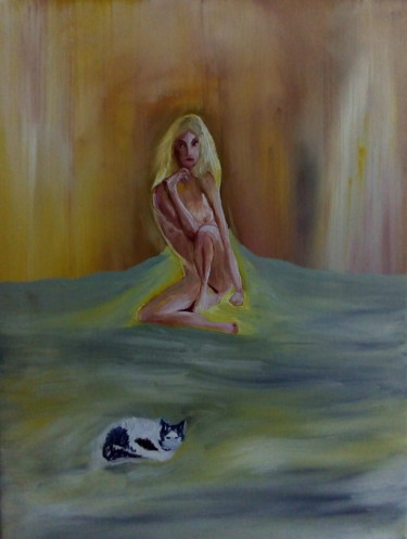 Malerei mit dem Titel "The cats" von Marcos Henrique Mello, Original-Kunstwerk, Öl
