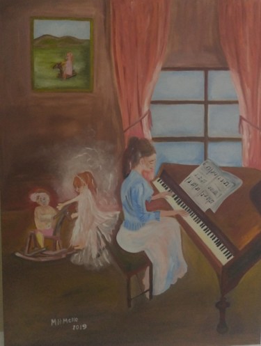 Pintura titulada "O espírito e a pian…" por Marcos Henrique Mello, Obra de arte original, Oleo