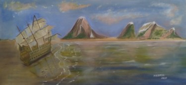 Pittura intitolato "Navio fantasma" da Marcos Henrique Mello, Opera d'arte originale, Olio
