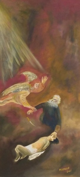 Pittura intitolato "Sacrifício de Isaac…" da Marcos Henrique Mello, Opera d'arte originale, Olio