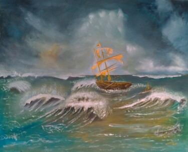 Painting titled "Tormenta" by Marcos Henrique Mello, Original Artwork, Oil