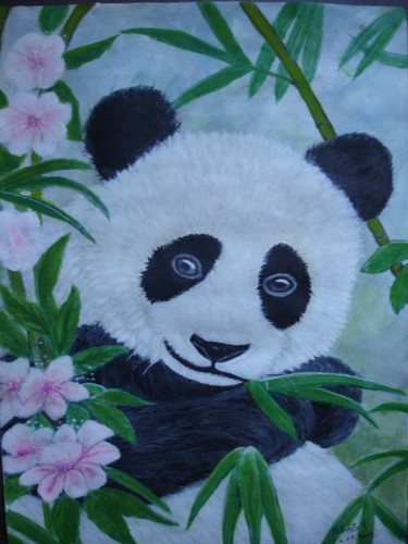 Painting titled "Bébé panda" by Mélodie R. Arts & Co, Original Artwork