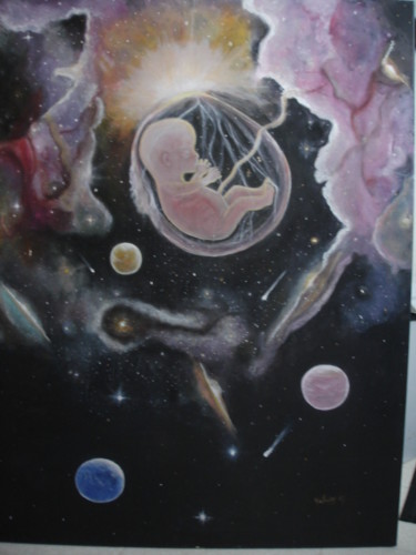 Painting titled "L'enfant des étoiles" by Mélodie R. Arts & Co, Original Artwork, Oil