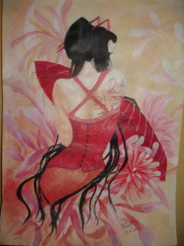 Peinture intitulée "Japonaise" par Mélodie R. Arts & Co, Œuvre d'art originale