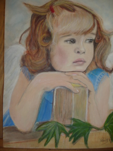 Peinture intitulée "un petit ange" par Mélodie R. Arts & Co, Œuvre d'art originale, Pastel