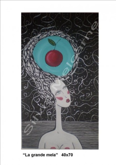 Pittura intitolato ""La grande mela"" da Nenarias, Opera d'arte originale