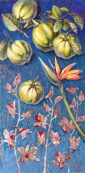 Peinture intitulée "Apples of paradise" par Maria Meltsaeva, Œuvre d'art originale, Huile Monté sur Châssis en bois