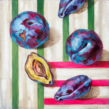 Painting titled "“Persimmon” from a…" by Maria Meltsaeva, Original Artwork, Oil Mounted on Wood Stretcher frame