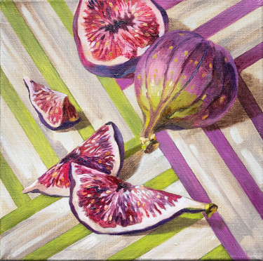 Painting titled "“Sweet figs” from s…" by Maria Meltsaeva, Original Artwork, Oil Mounted on Wood Stretcher frame