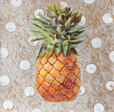Malarstwo zatytułowany „Vivid pineapple” autorstwa Maria Meltsaeva, Oryginalna praca, Olej