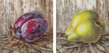 Картина под названием "Diptych "Fruits on…" - Maria Meltsaeva, Подлинное произведение искусства, Масло