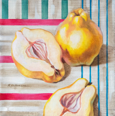 Painting titled "“Quince” from serie…" by Maria Meltsaeva, Original Artwork, Oil Mounted on Wood Stretcher frame